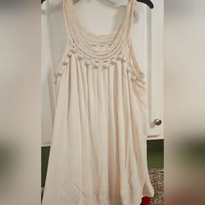 Entro Cream Sleeveless Crochet Shirt Size Large